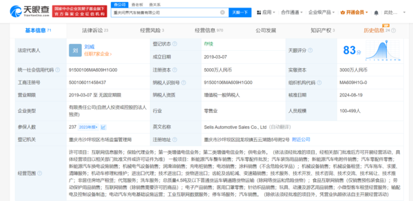 赛力斯汽车销售公司正式更名问界 此前曾25亿收购商标