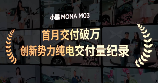 小鹏MONA M03首月交付破万 创新势力纯电交付量纪录