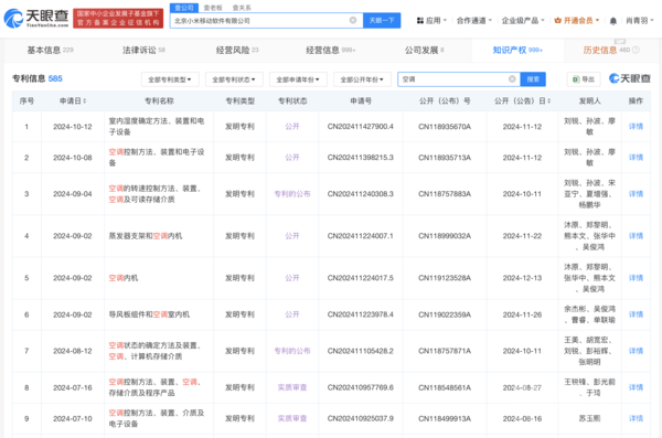 小米有数百项空调相关专利申请 其中多数为&ldquo;有效状态&rdquo;